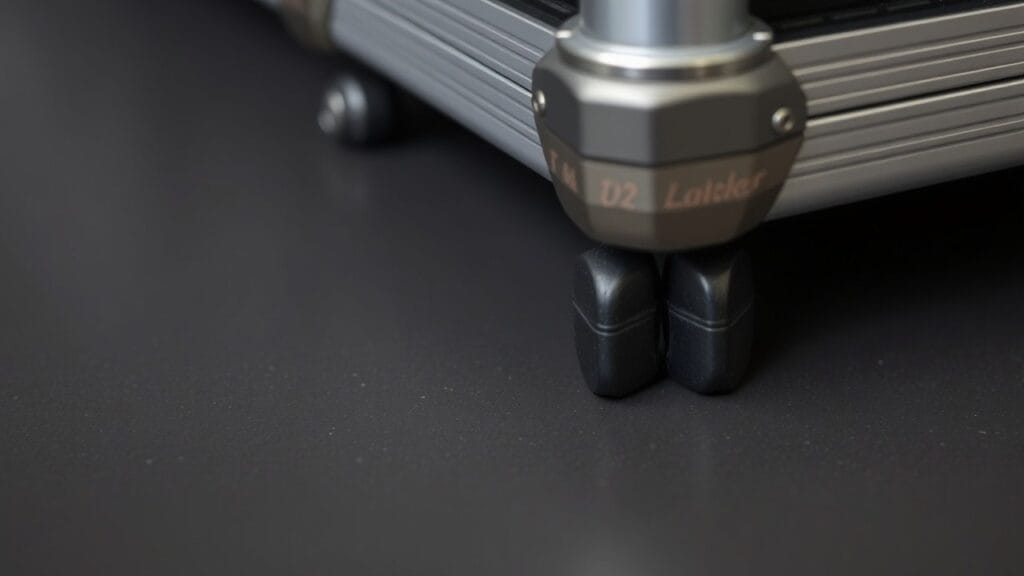 how to fit rubber feet on flight case kingway metal 0004